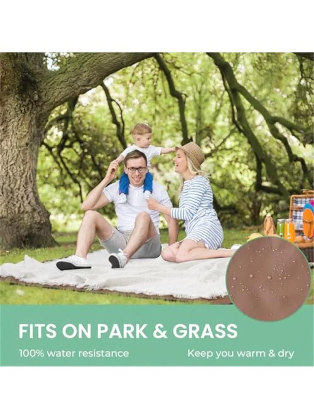 Waterproof Picnic Blanket 2 in 1 Foldable Beach Mat Camping Outdoor Large White